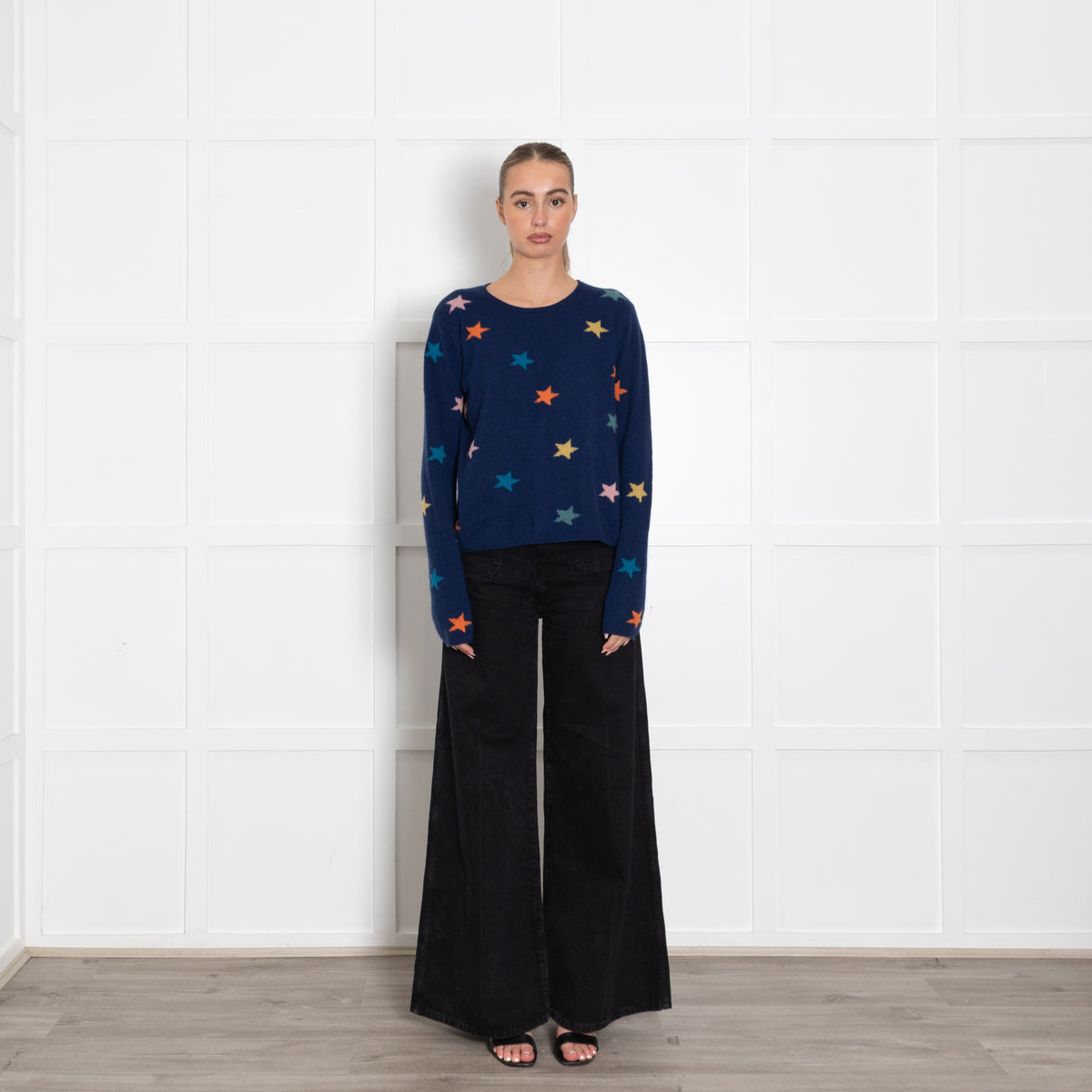 Wyse Blue Multi Star Cashmere Sweater