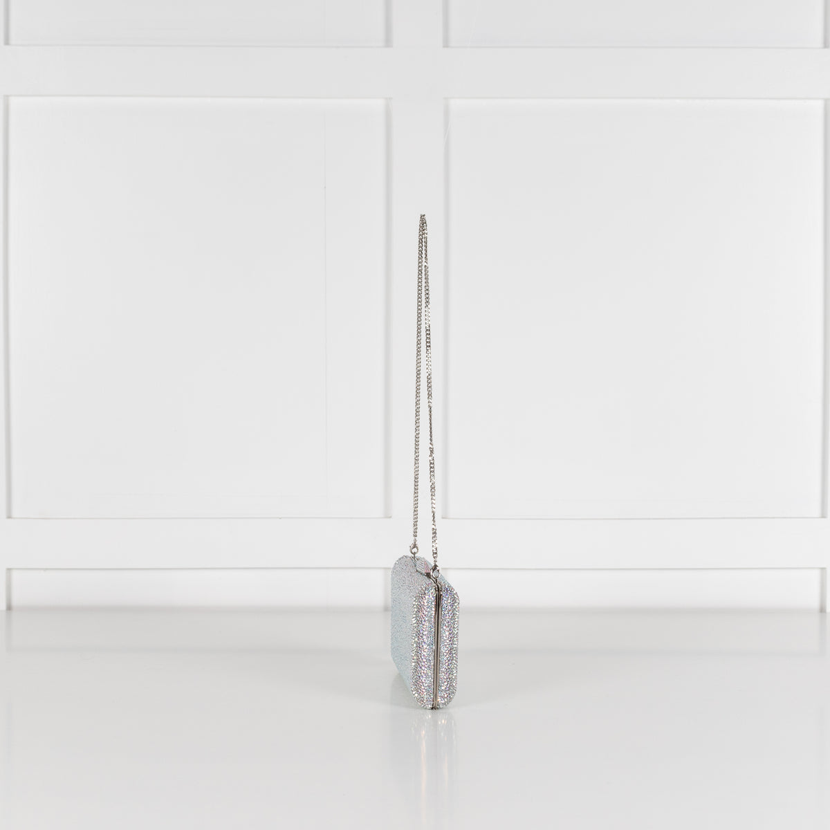 Jimmy Choo Silver Iridescent Crystal Clemmie Clutch Bag