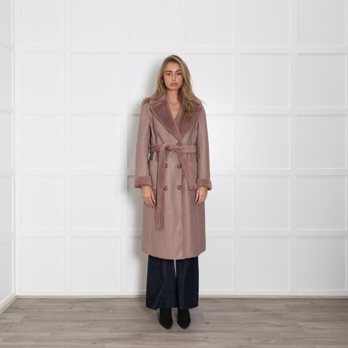 Rino & Pelle Blush Reversible Coat With Belt