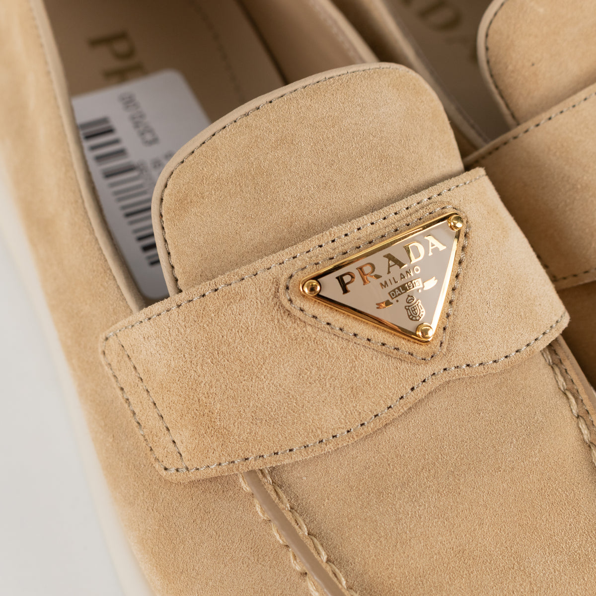 Prada Beige Suede St Tropez Loafers