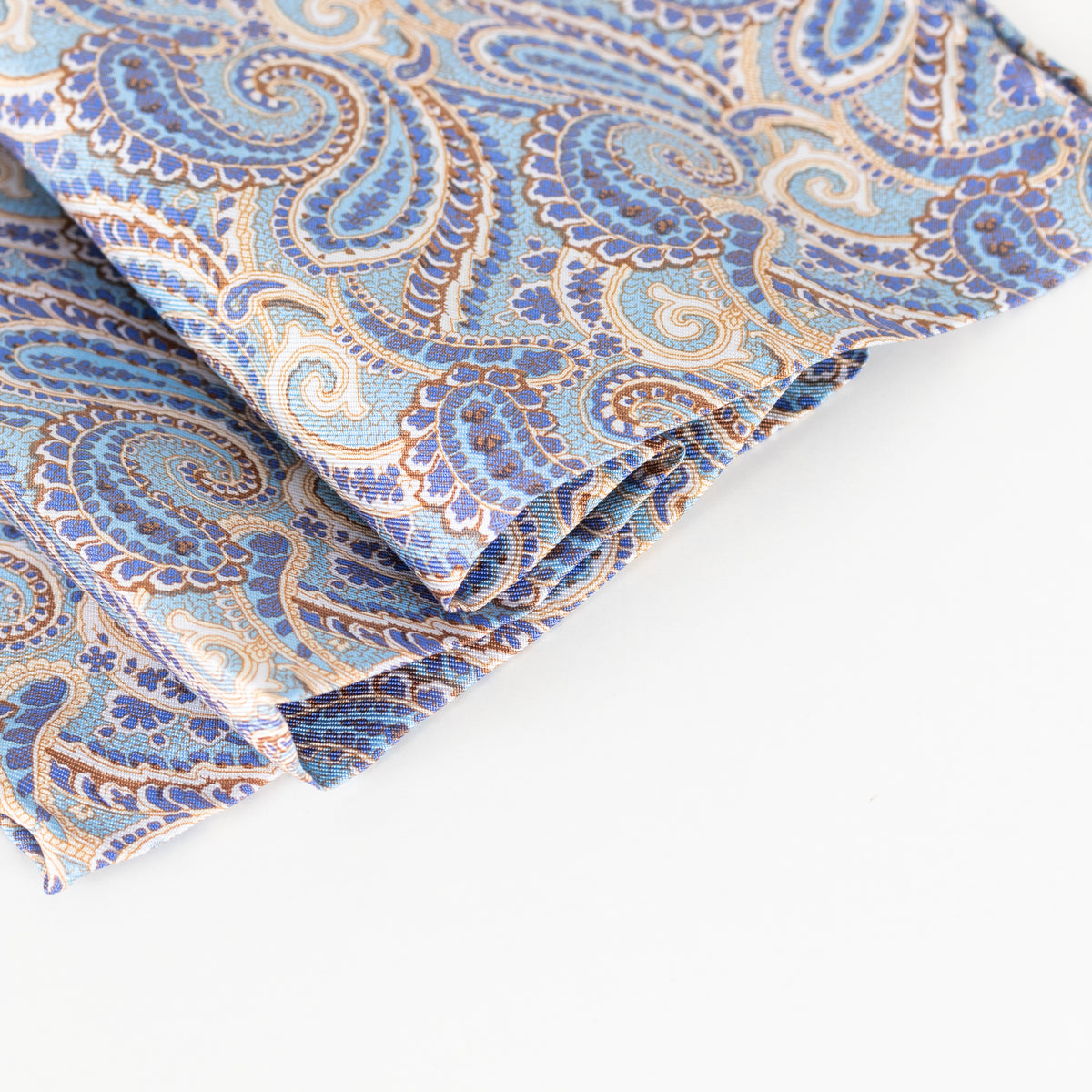 No Brand Blue Silk Paisley Square Scarf