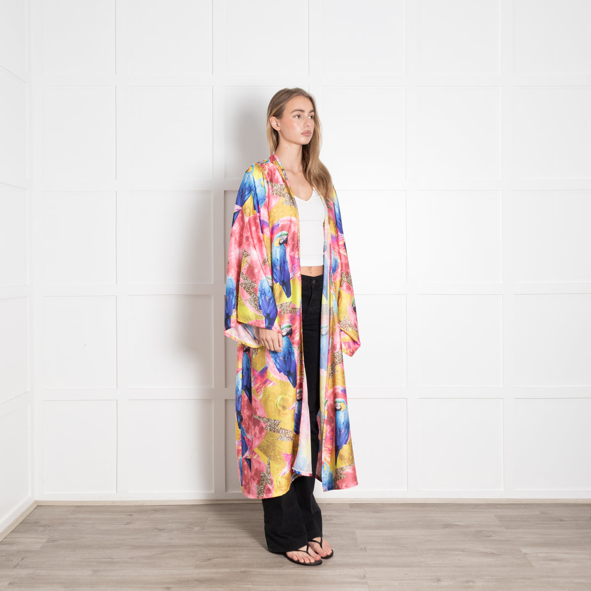 Camille Defago Silky Parrot Print Robe