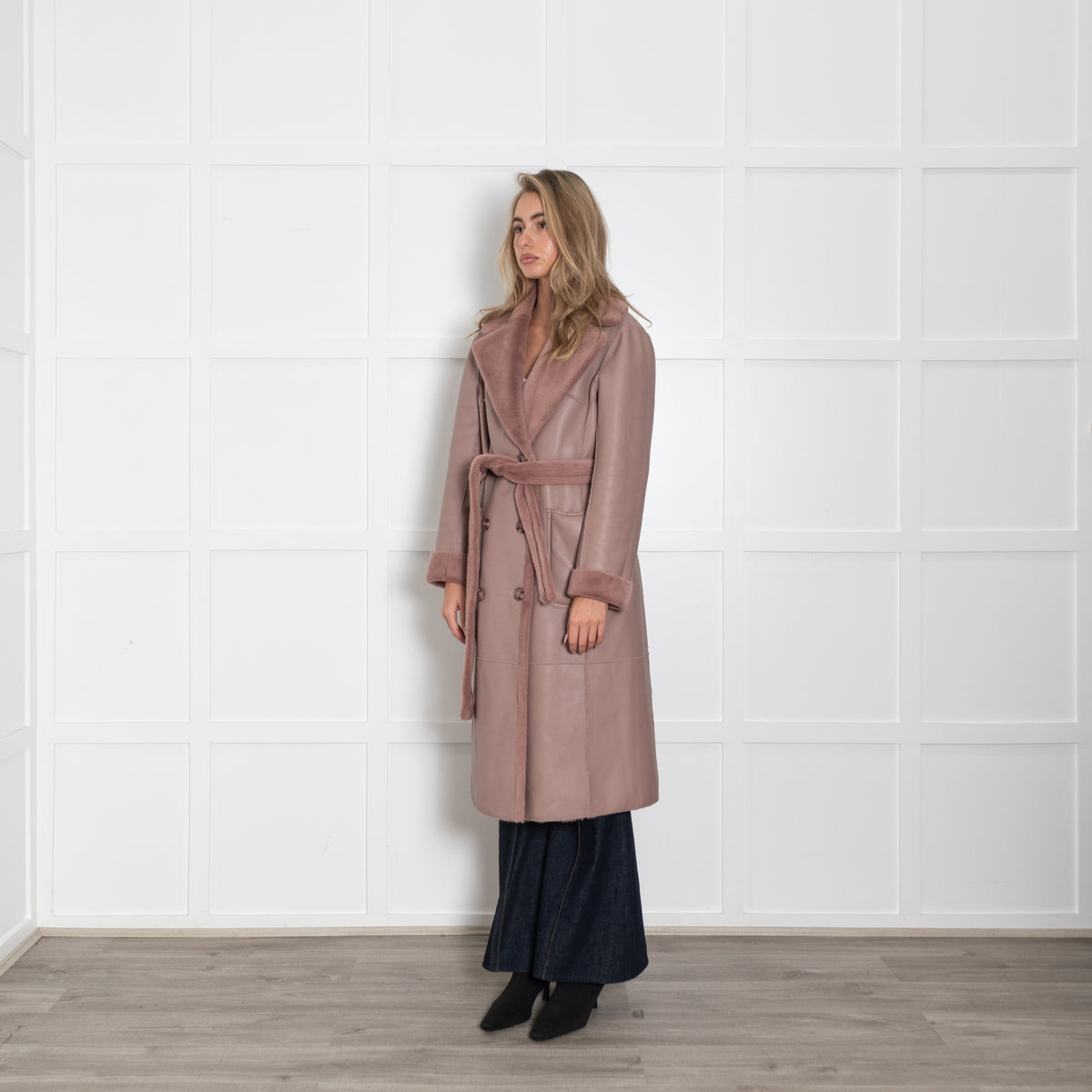 Rino & Pelle Blush Reversible Coat With Belt