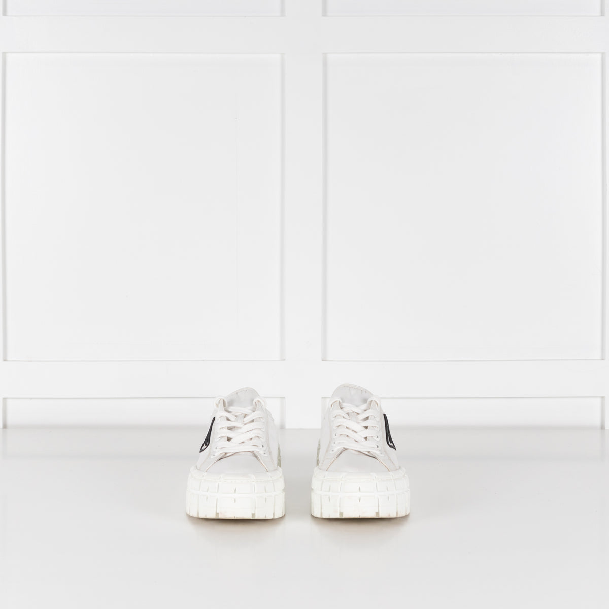 Prada White Nylon Platform Trainers
