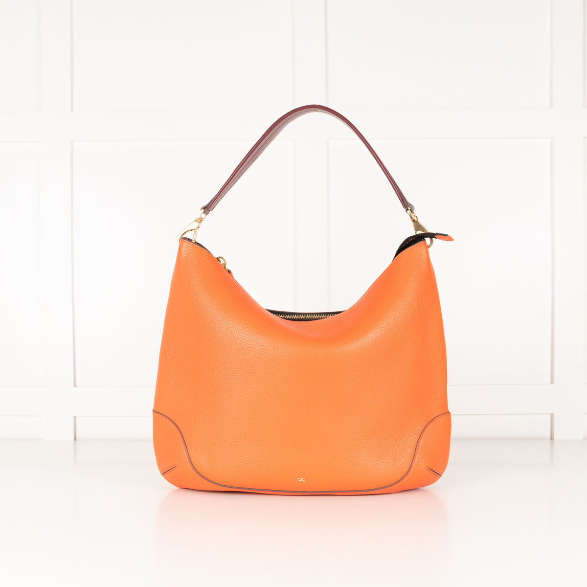 Anya Hindmarch Orange  Shoulder Bag with Burgundy Strap