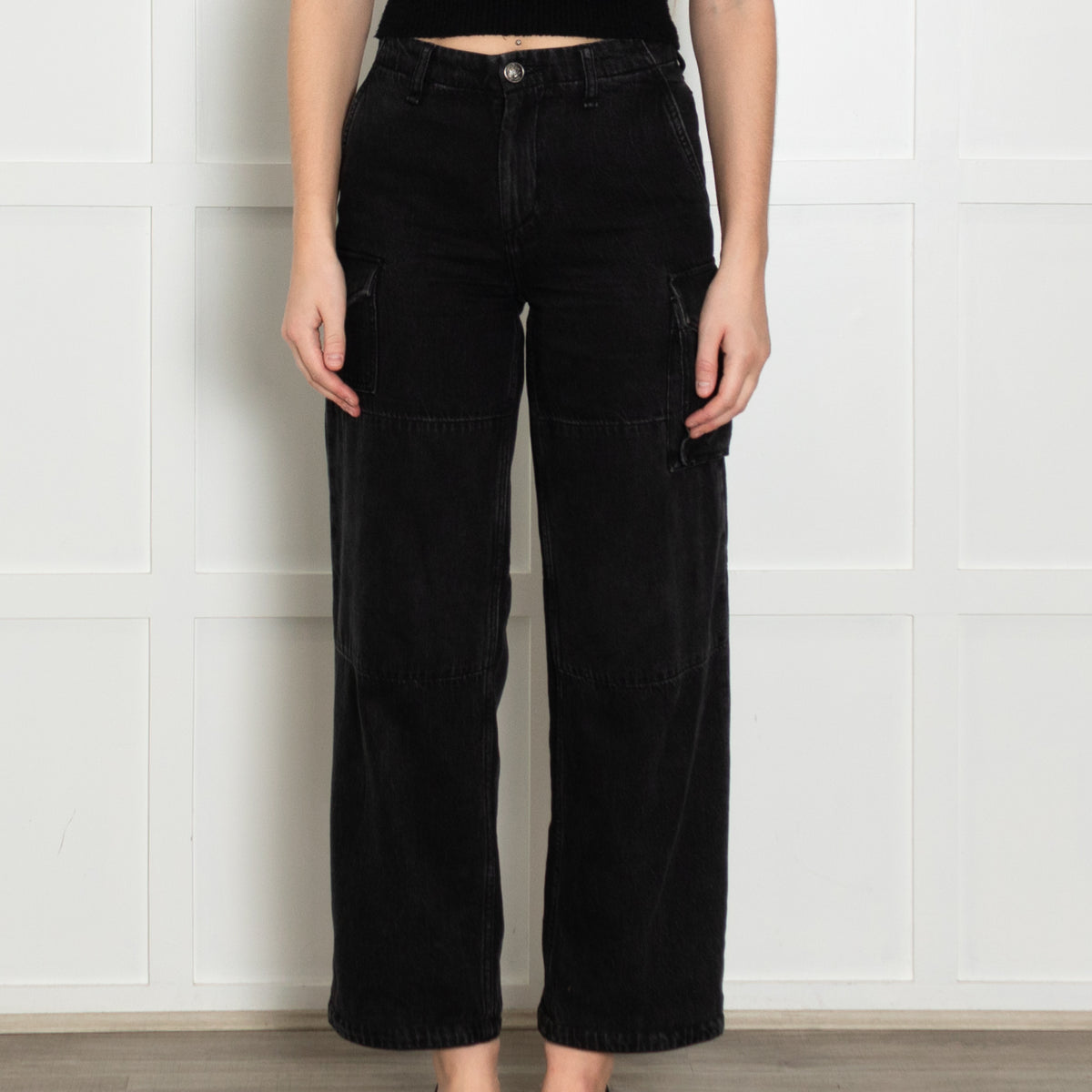 Rag & Bone Black Denim Cargo Trousers