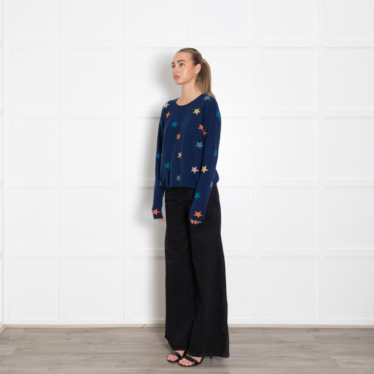 Wyse Blue Multi Star Cashmere Sweater