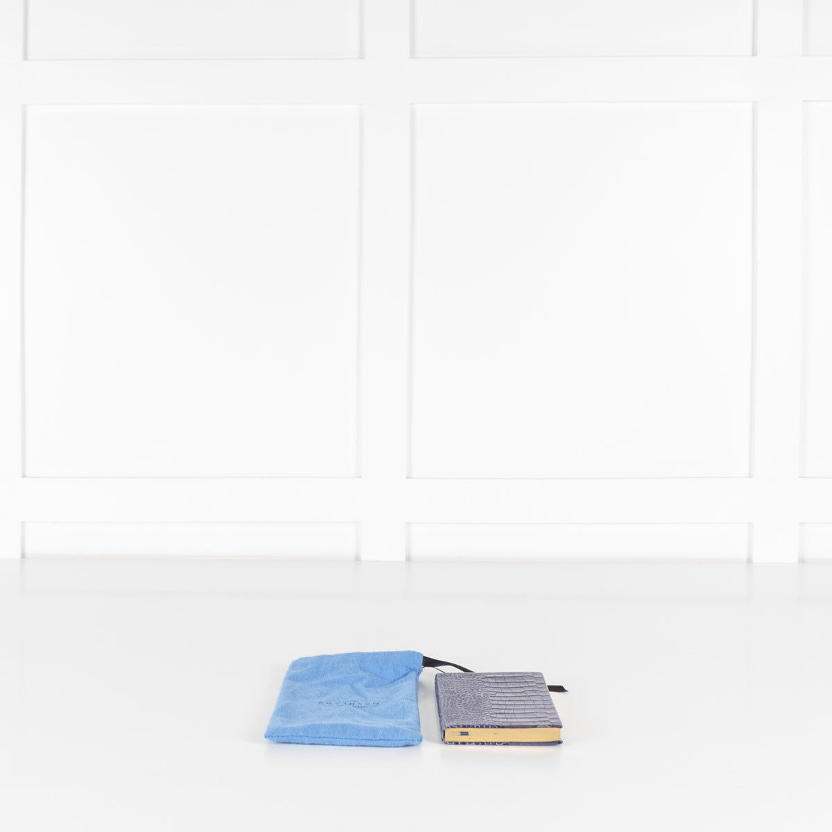 Smythson Blue Panama Leather Notebook With Silk Lining