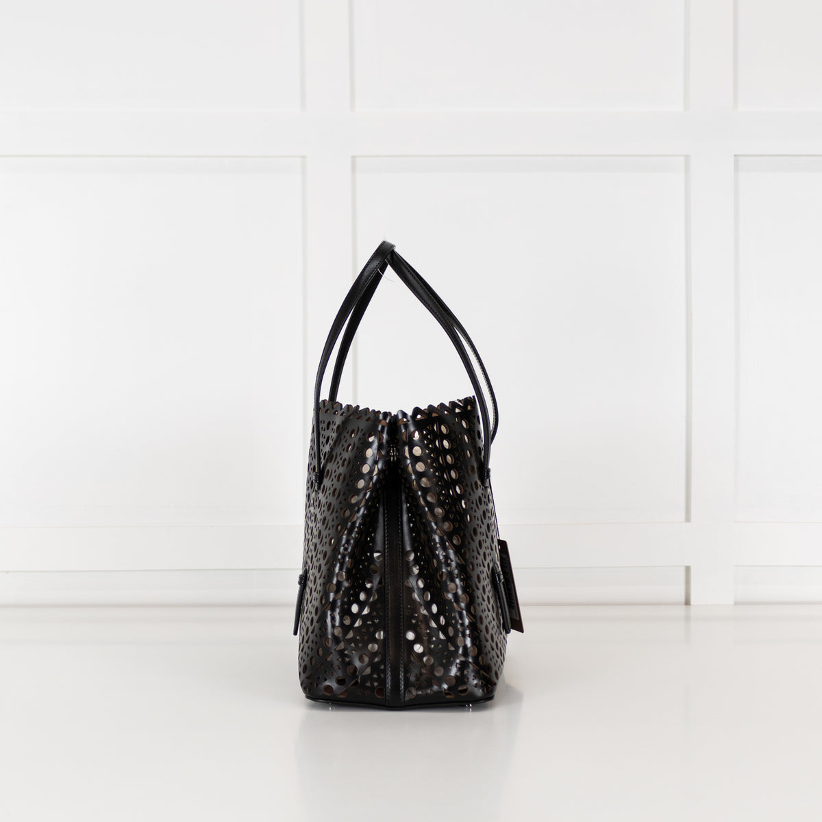 Alaia Black Le Mina 32 Laser Cut Top Handle Bag