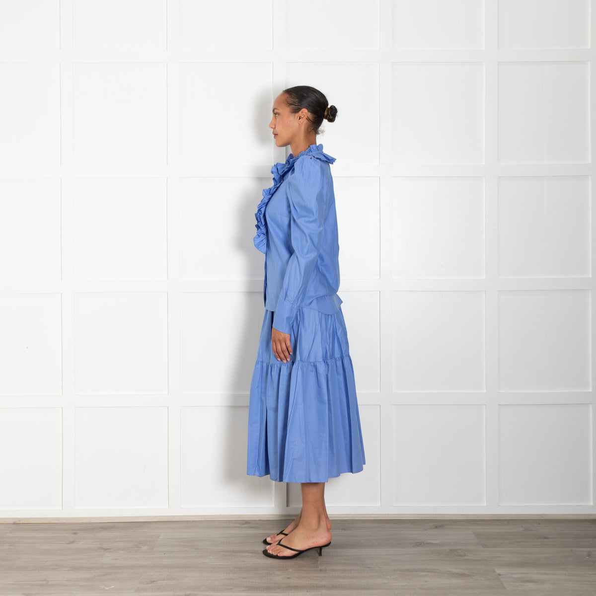 Stella McCartney Blue Cotton Frill Front Blouse