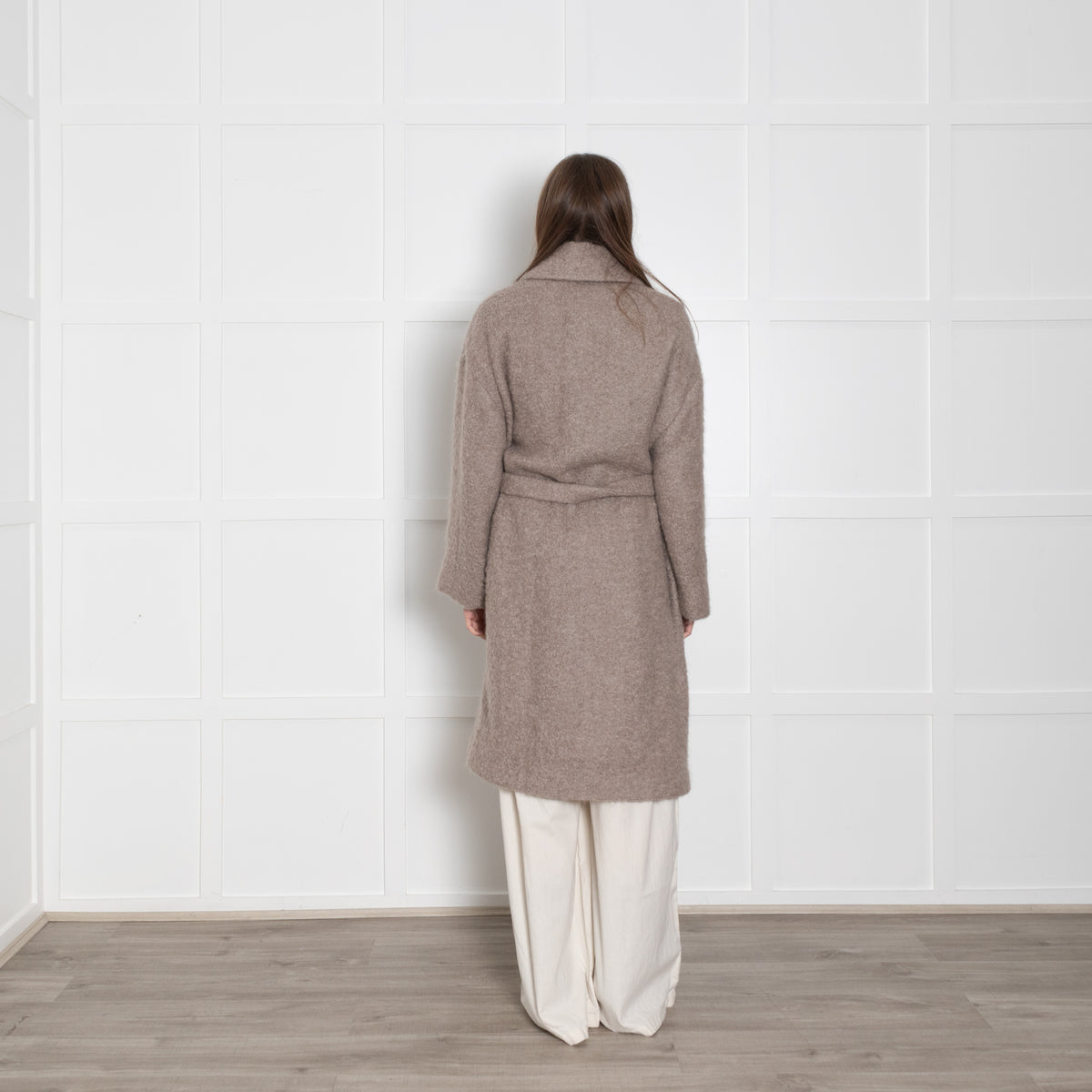 Raey Wool And Mohair Blend Unlined Beige Coat With Belt