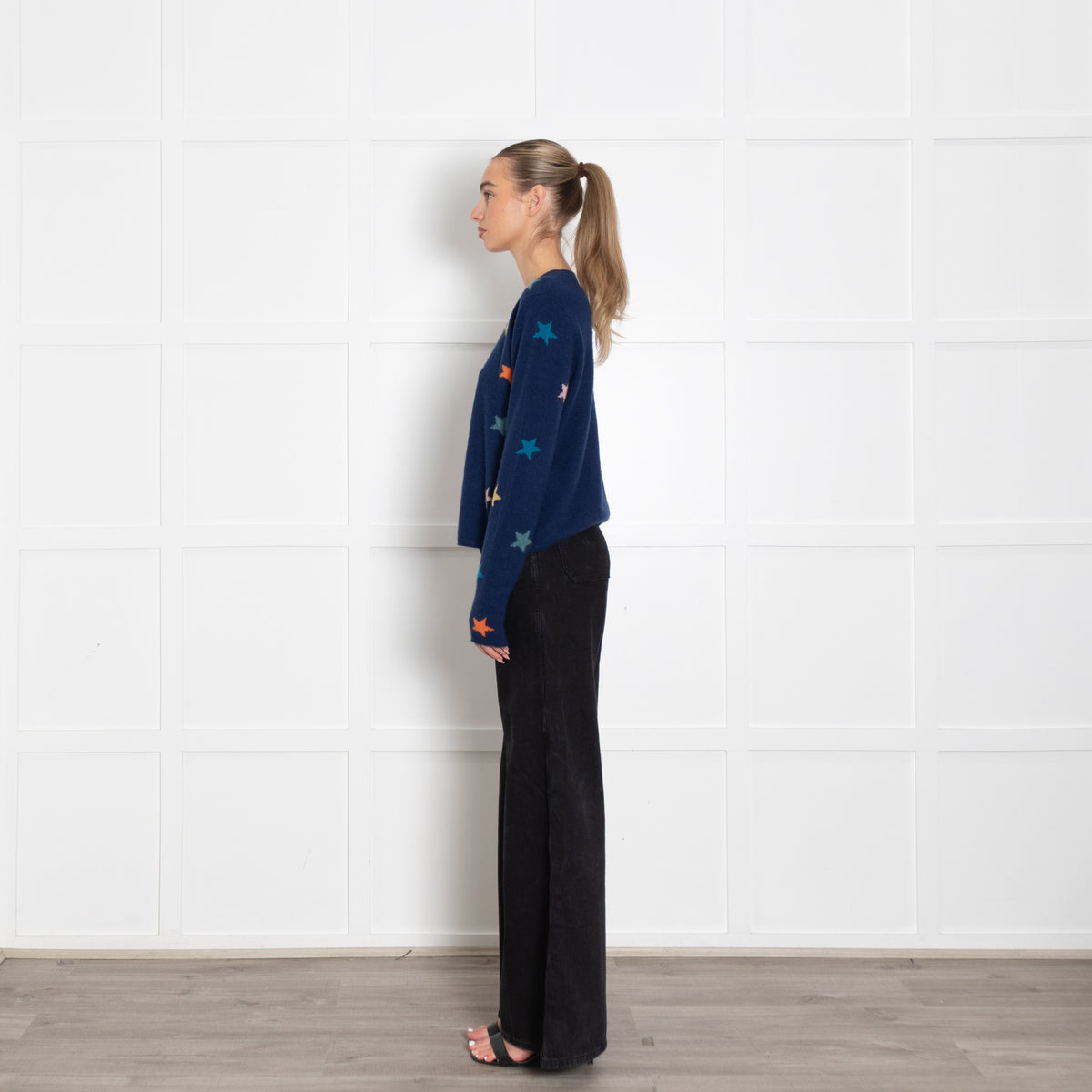 Wyse Blue Multi Star Cashmere Sweater