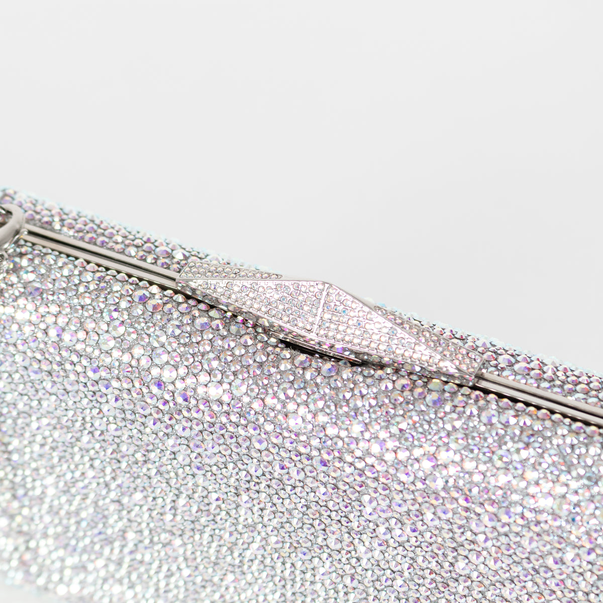 Jimmy Choo Silver Iridescent Crystal Clemmie Clutch Bag