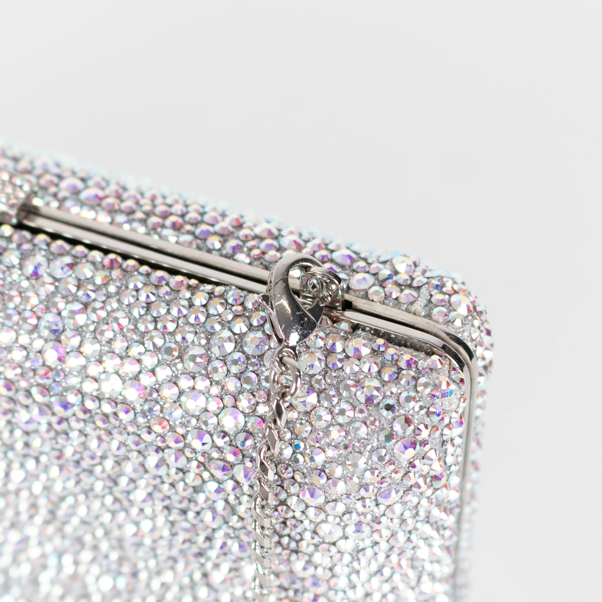 Jimmy Choo Silver Iridescent Crystal Clemmie Clutch Bag