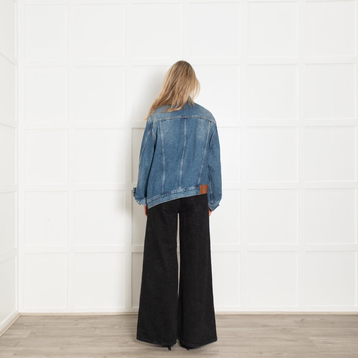 Loewe Blue Detachable Cuffs Asymmetric Oversized Denim Jacket