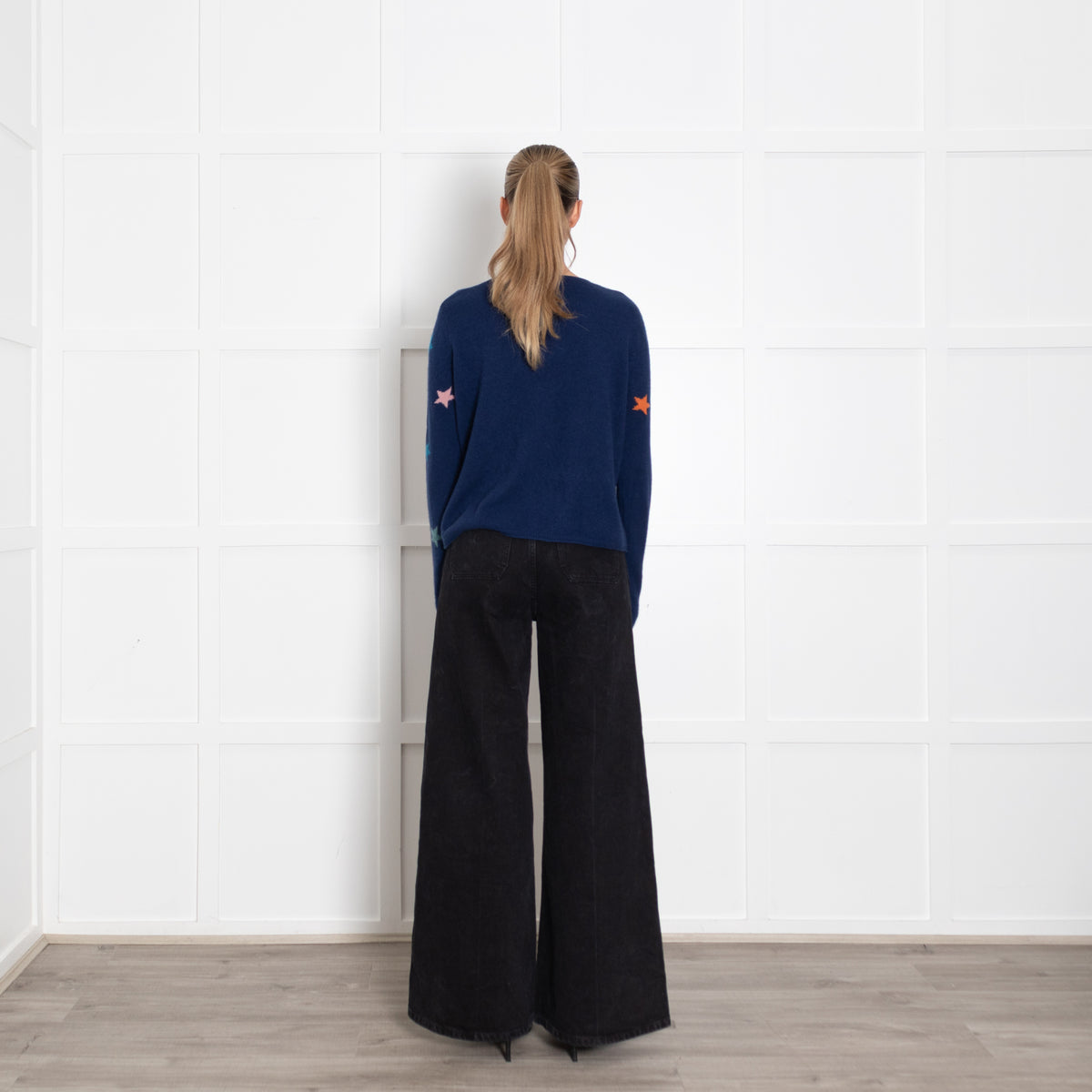 Wyse Blue Multi Star Cashmere Sweater