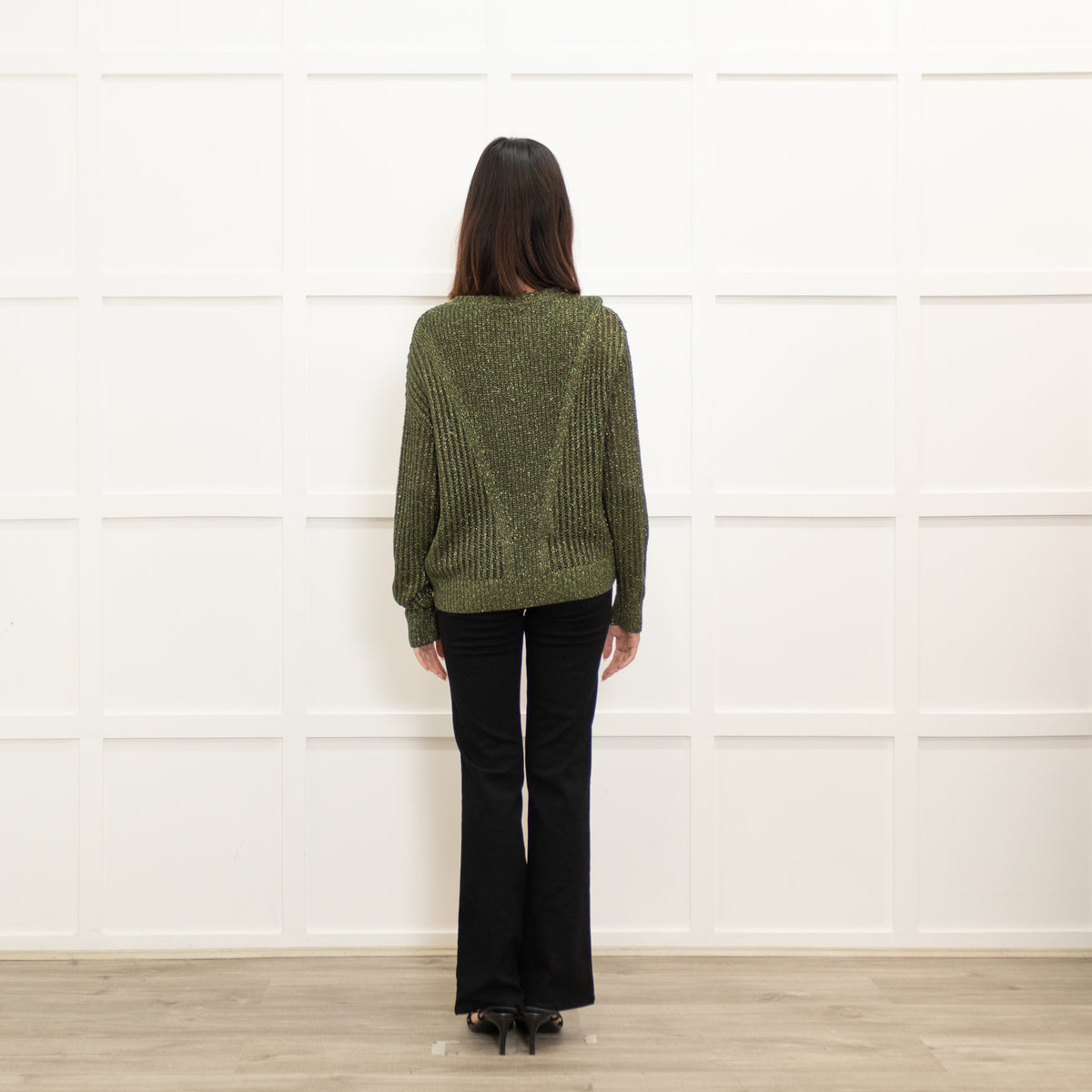 Patrizia Pepe Green Sparkly Jumper With Buttons