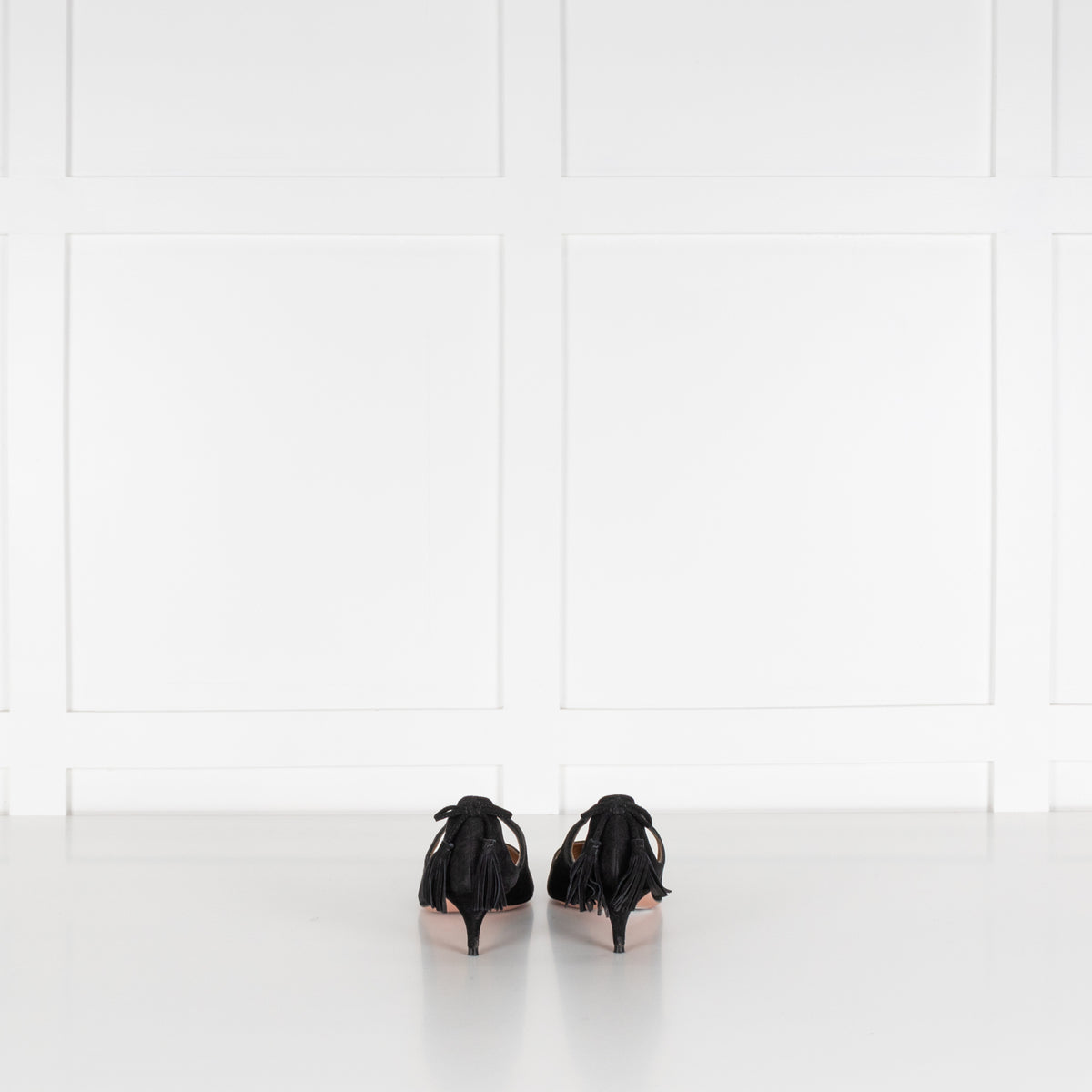 Aquazzura Black Suede Tassle Pumps