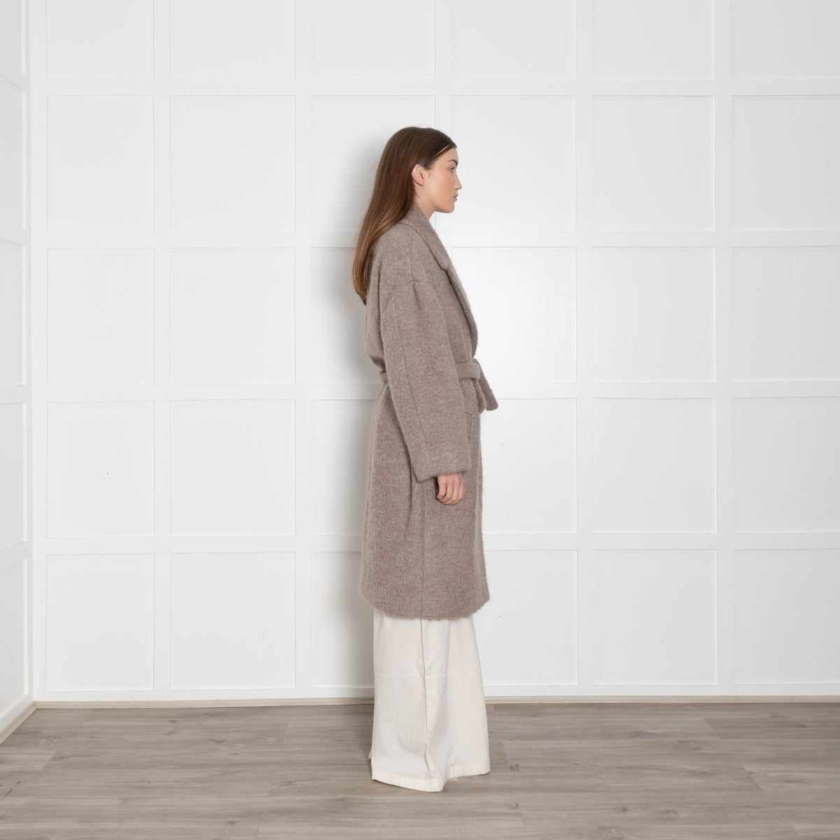 Raey Wool And Mohair Blend Unlined Beige Coat With Belt