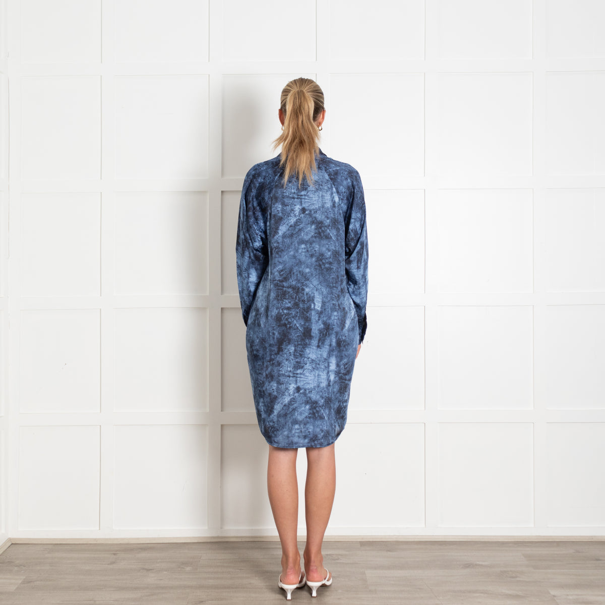 Michael By Michael Kors Blue Tie Dye Shirt Dress