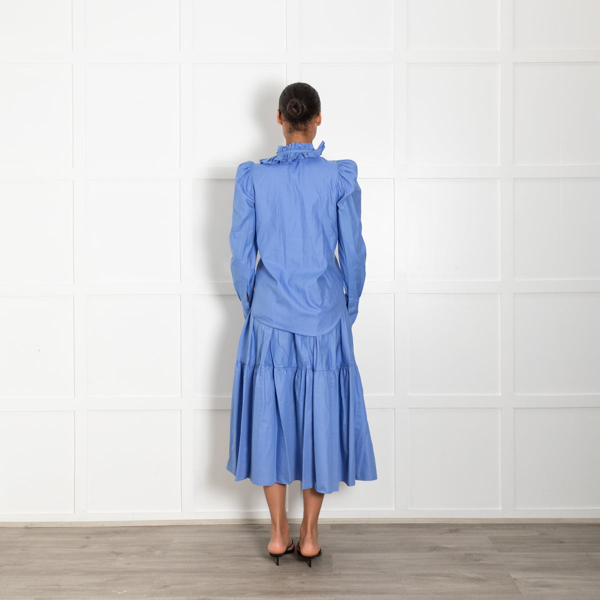 Stella McCartney Blue Cotton Frill Front Blouse