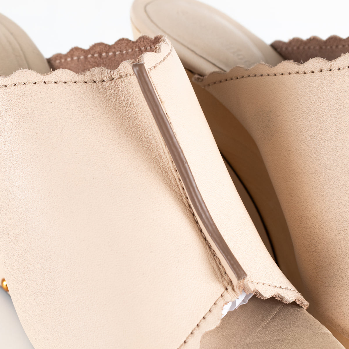 See by Chloé Nude Leather Wedges with Gold Studs