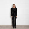 Isabel Marant Black Crushed Velvet Flared Long Sleeve Top
