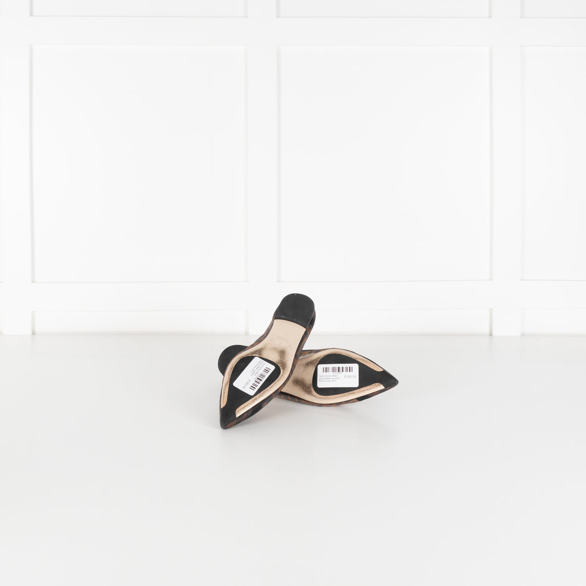 Fendi Brown Black Zucca Mesh Leather Flat Pumps