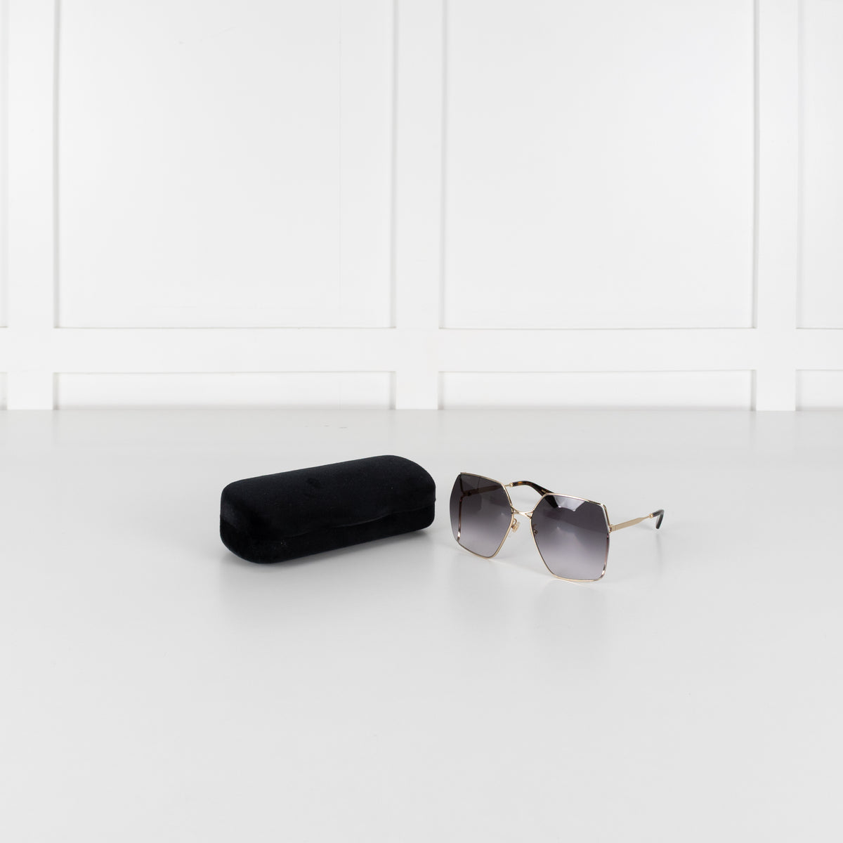 Gucci Gold Frame Grey Gradient Lens Sunglasses