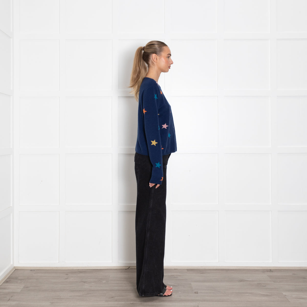 Wyse Blue Multi Star Cashmere Sweater