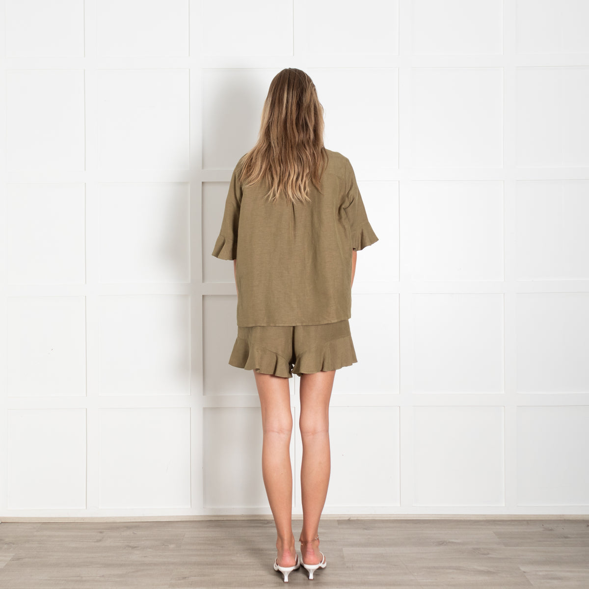 By Malina Olive Green Linen Shirt