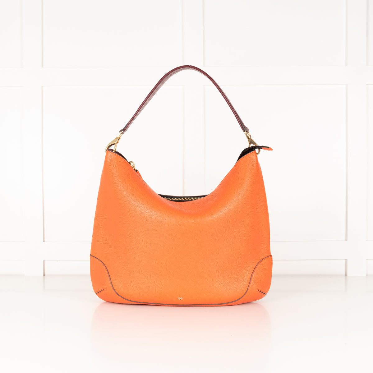 Anya Hindmarch Orange  Shoulder Bag with Burgundy Strap