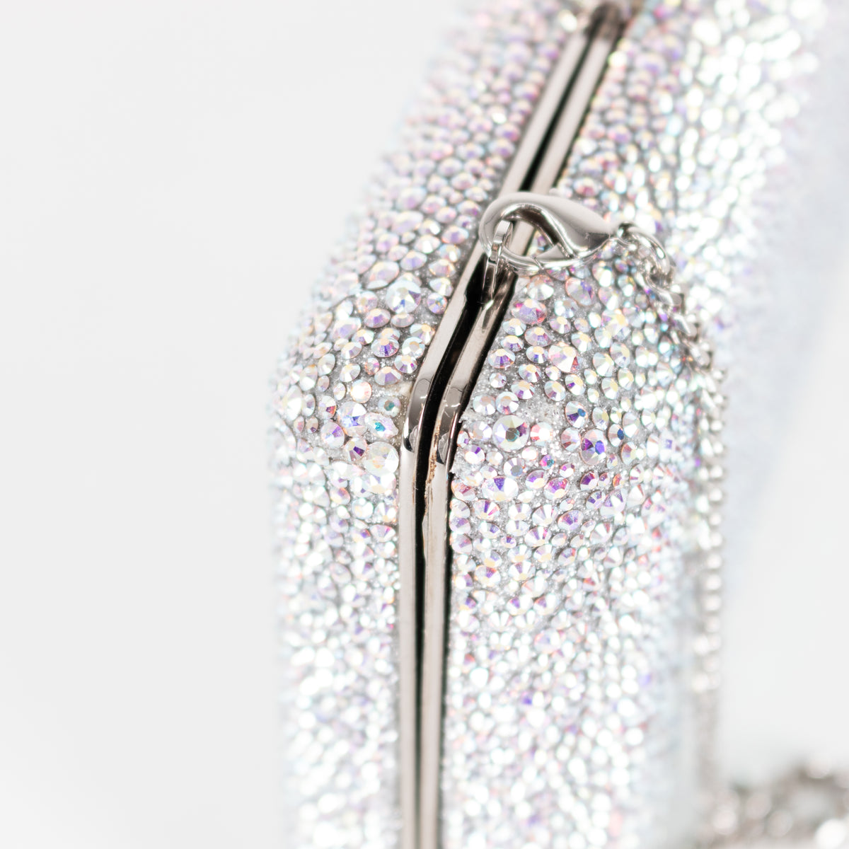 Jimmy Choo Silver Iridescent Crystal Clemmie Clutch Bag