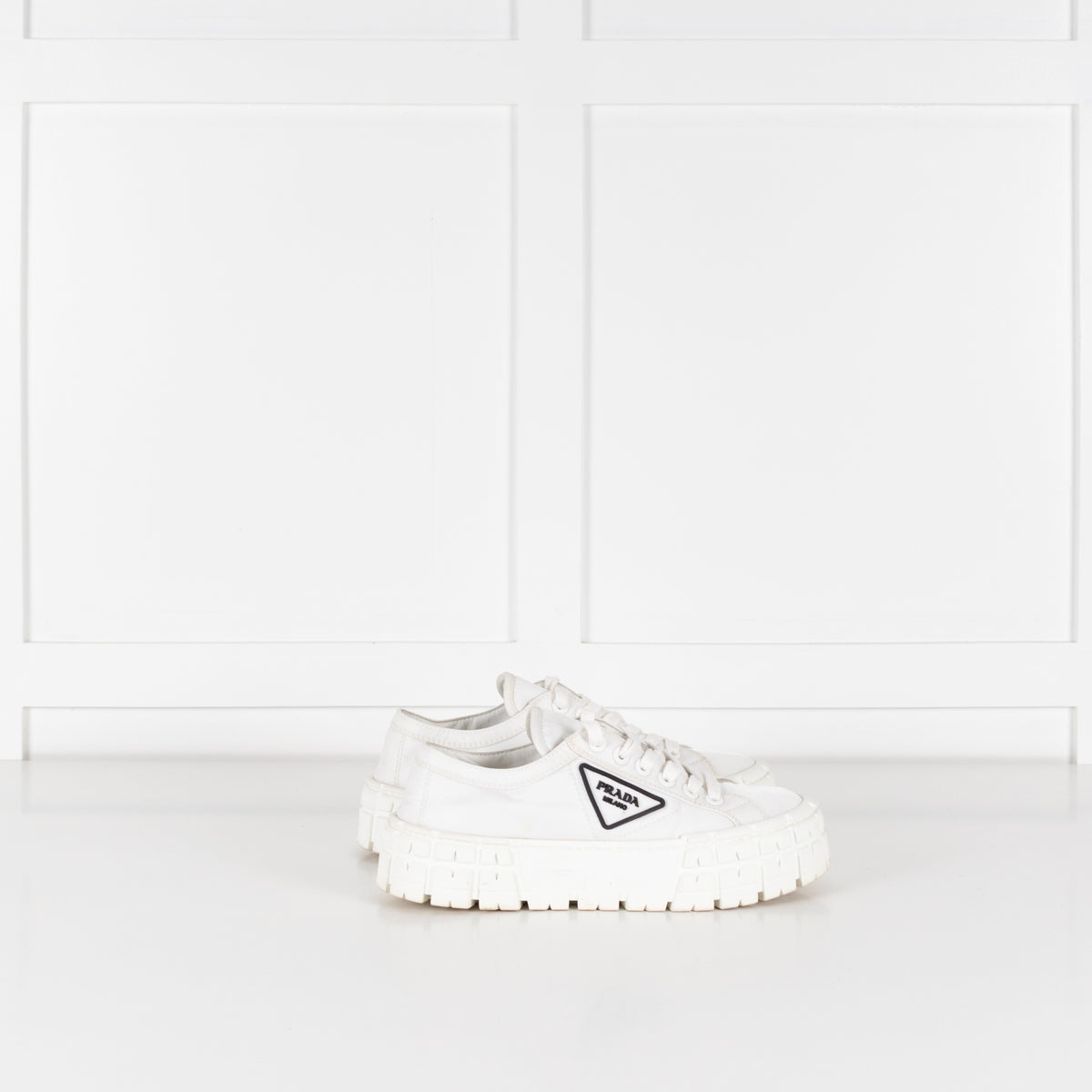 Prada White Nylon Platform Trainers