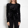 Isabel Marant Black Crushed Velvet Flared Long Sleeve Top