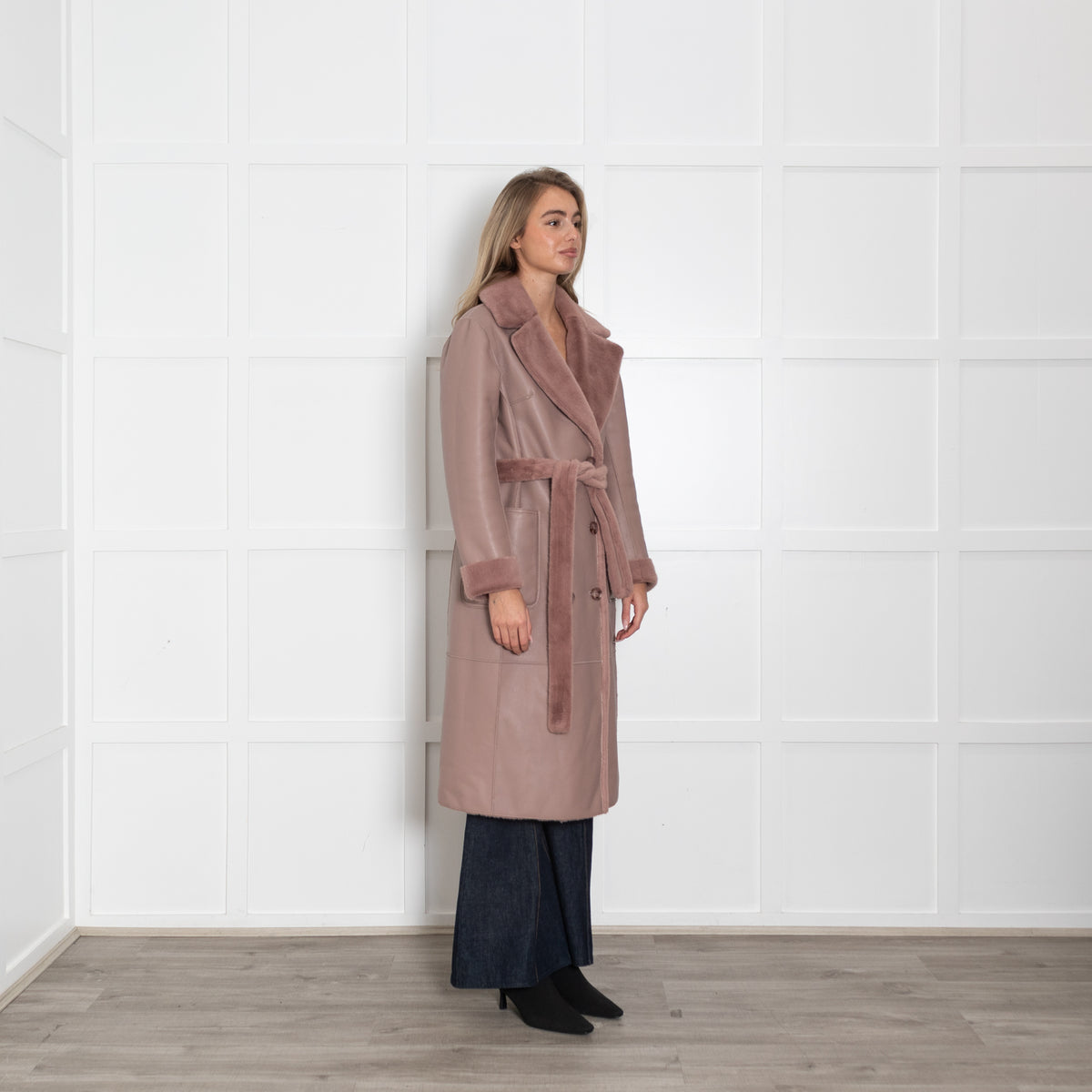 Rino & Pelle Blush Reversible Coat With Belt