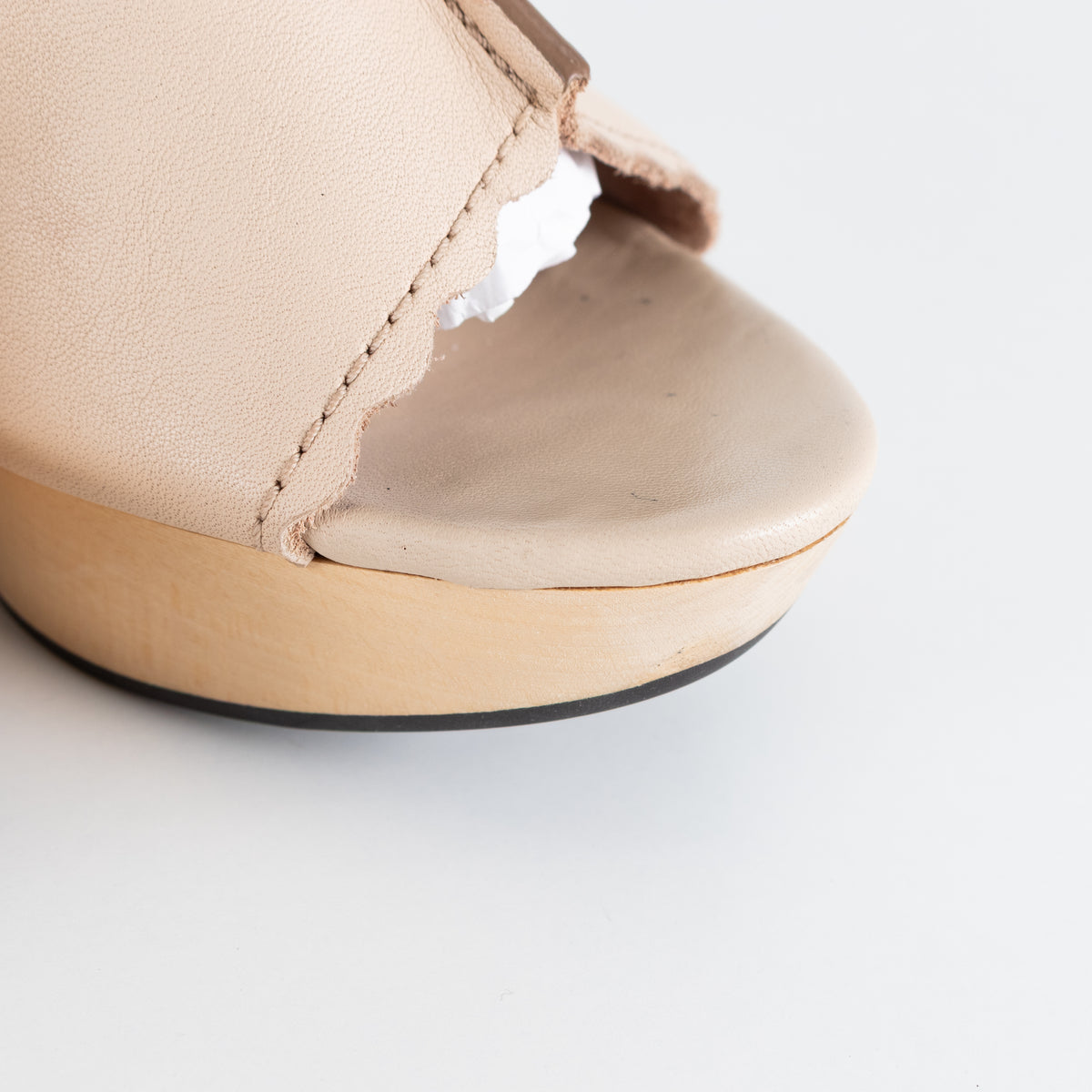See by Chloé Nude Leather Wedges with Gold Studs