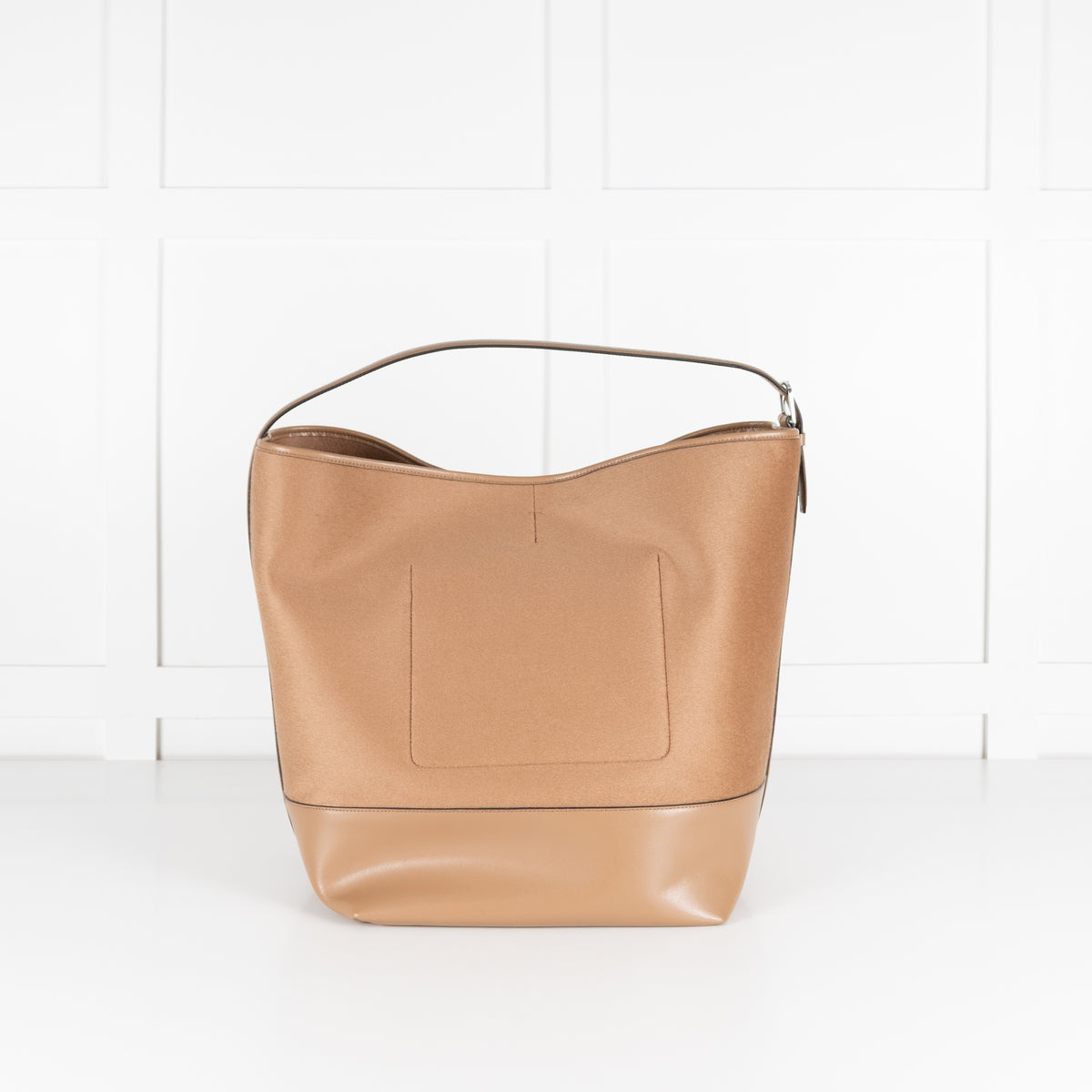 Toteme Camel Wool Felted Leather Trim Belted Tote Bag