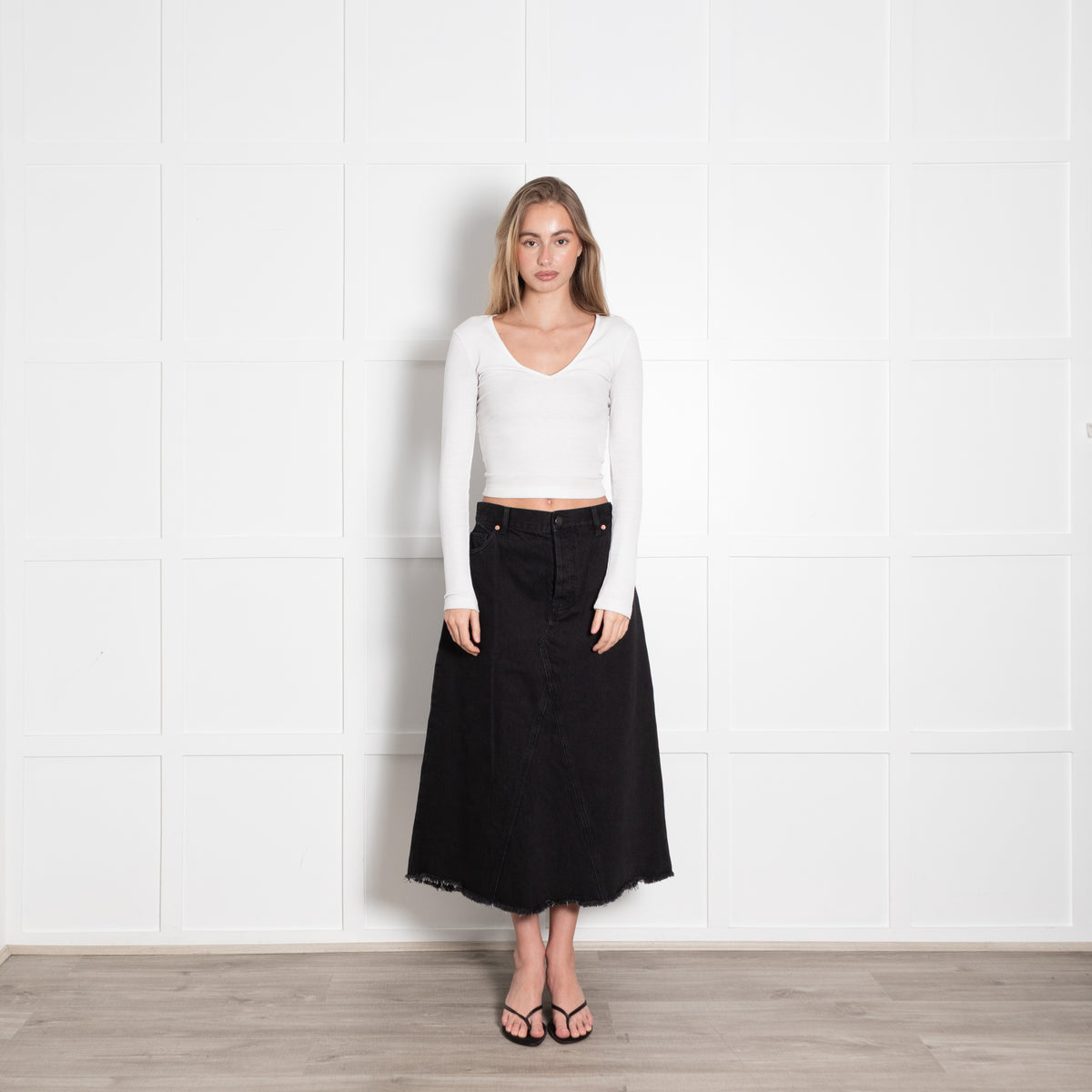 Raey Black Denim A Line Skirt