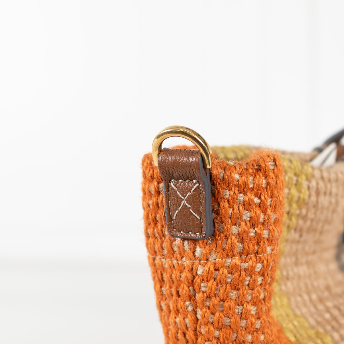 Anya Hindmarch Orange Striped Small Raffia Tote