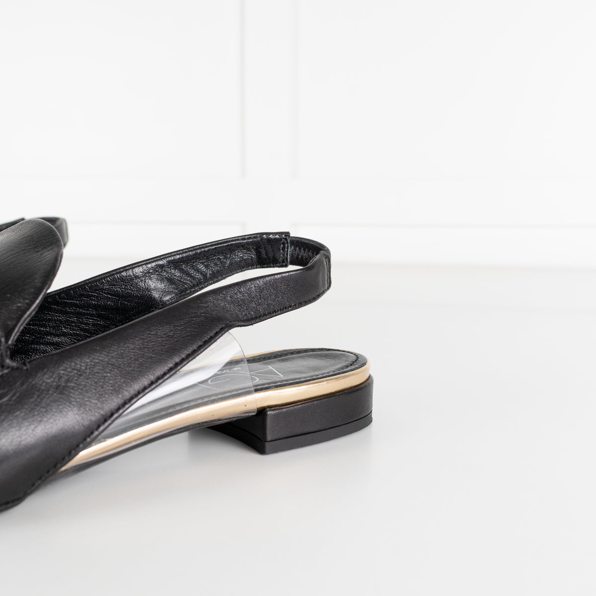Agl Black Leather Slingbacks