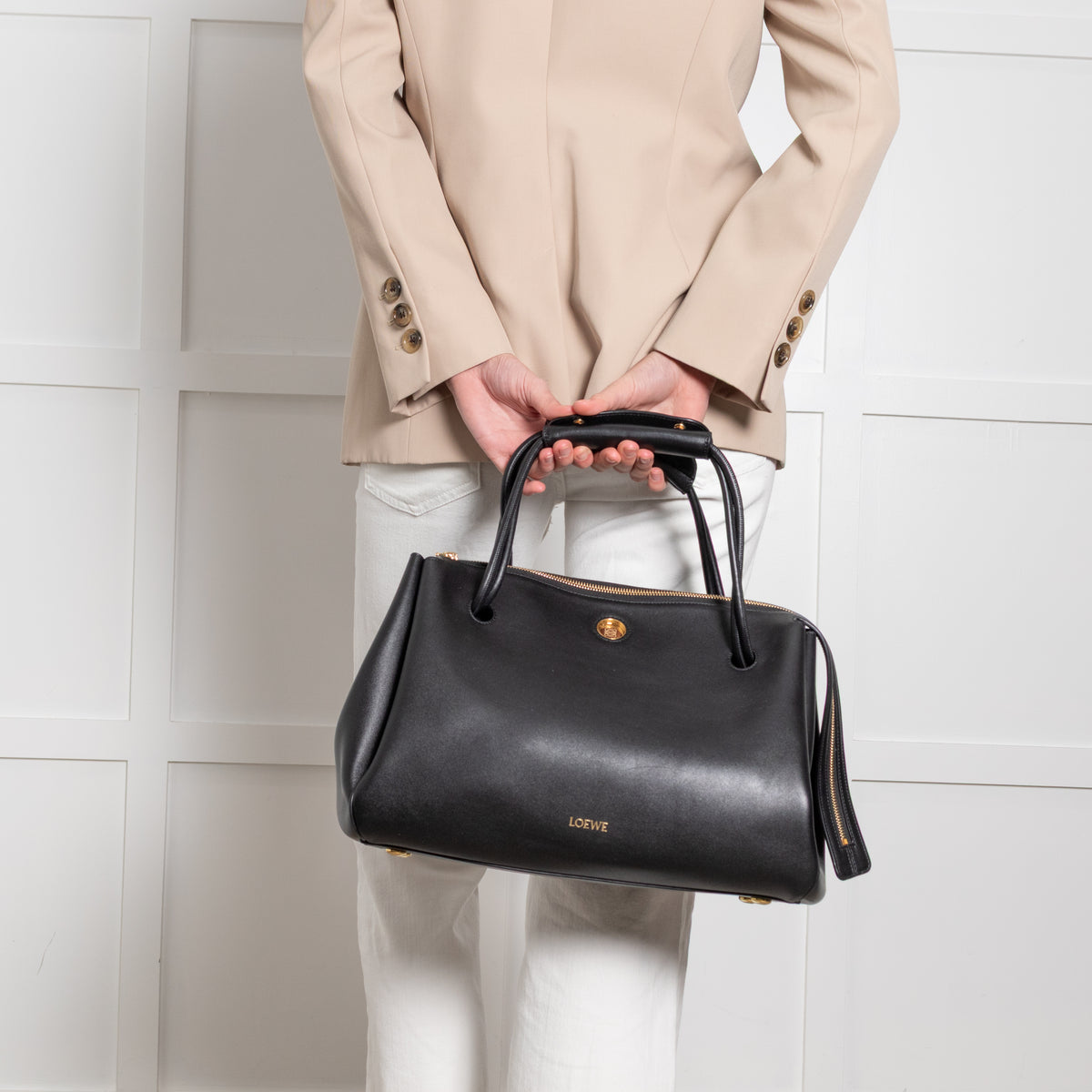 Loewe Black Leather Large Madrid Bag
