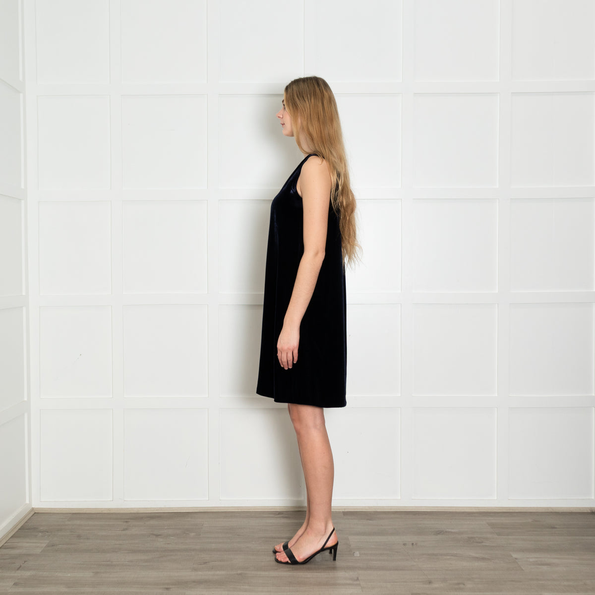 Max Mara Studio Navy Blue Velvet Sleeveless Dress