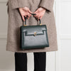 Launer London Forest Green Leather Traviata Bag