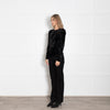 Isabel Marant Black Crushed Velvet Flared Long Sleeve Top