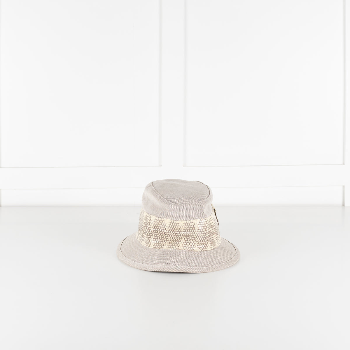 Hermes Stone Grey Snake Trim Hat