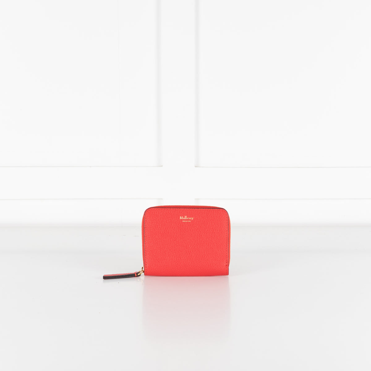 Mulberry Red Grained Leather Zip Around Purse