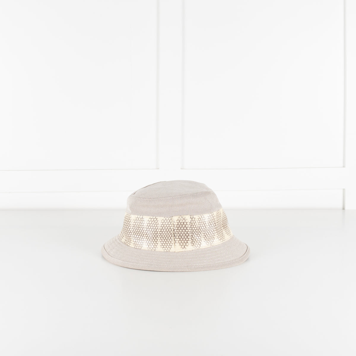 Hermes Stone Grey Snake Trim Hat