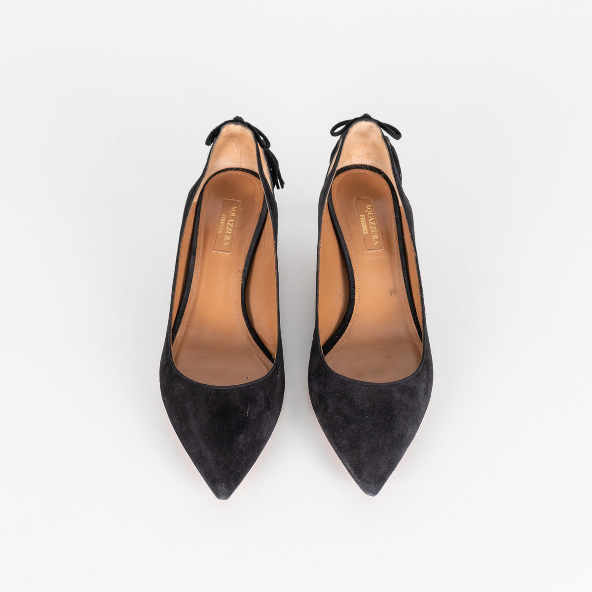 Aquazzura Black Suede Tassle Pumps