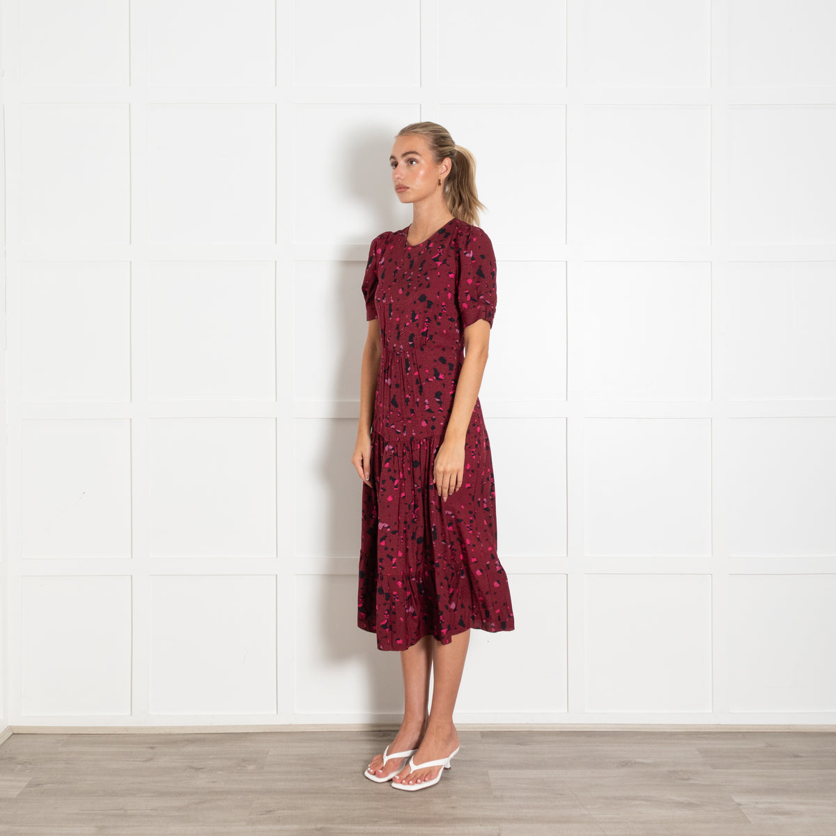 Ba&sh Pink Abstract Spot Print Midi Dress